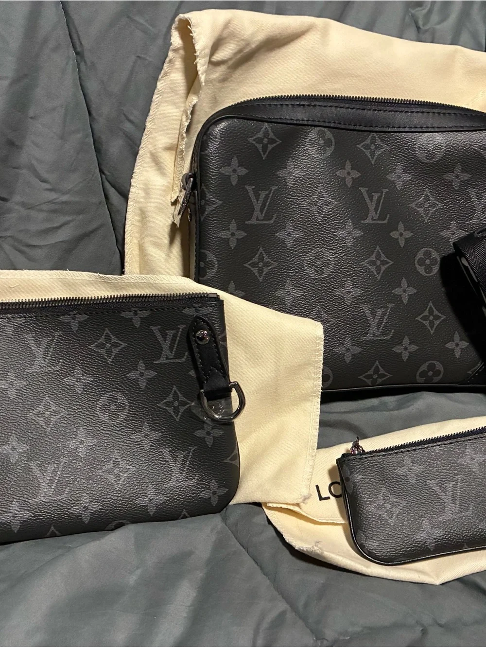 Louis Vuitton Monogram Eclipse Gray-Black Men’s Messenger & Pouch Set
